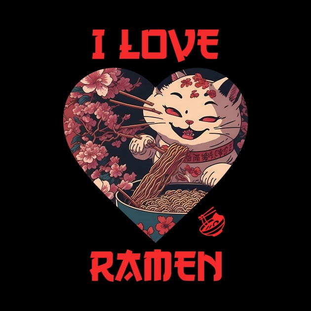 Meow Love Ramen Japanese Anime Graphic by InktuitionCo