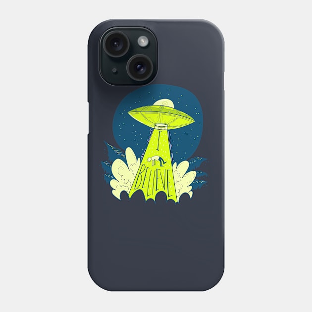 UFO Abduction I Believe Man Sleeping Phone Case by Mako Design 