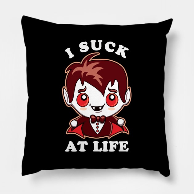 I Suck At Life | Cute Vampire Pillow by TMBTM