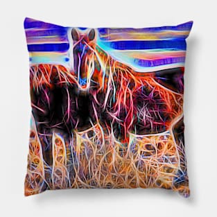 Two Wild Horses Pillow