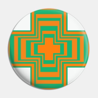 Abstract Cross Orange and Green Pin