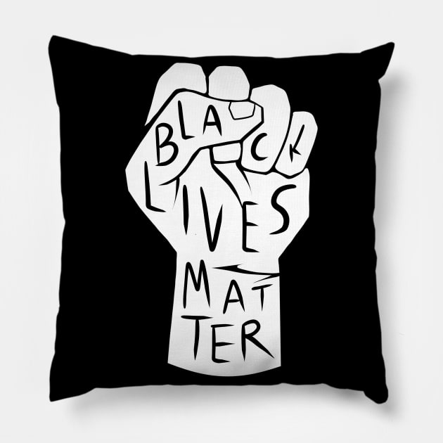 black lives matter | black power fist (white on black background) Pillow by acatalepsys 