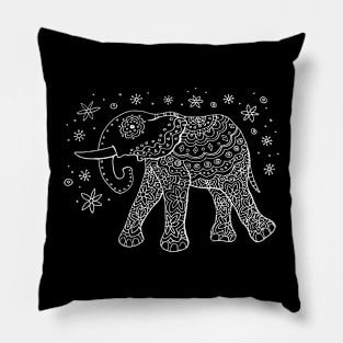 Elephant Mandala Drawing Pillow