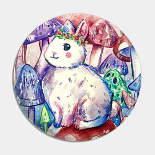 Mushroom Forest Bunny Pin