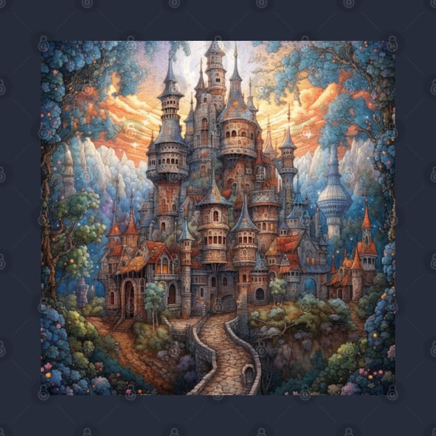 Magical Fairytale Castle in Enchanted Woods by EpicFoxArt