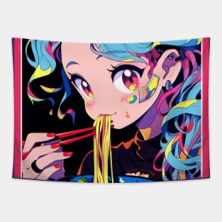 Cute Anime Girl |  Ramen Noodles | Hentaii Chibi Kawaii Design Tapestry