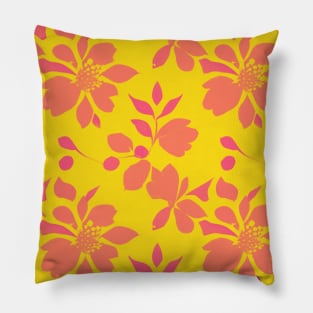 Trendy Yellow Floral Pattern | Vibrant Nature Design Pillow