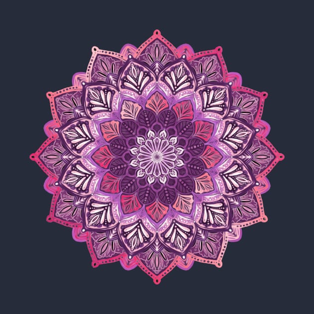 Boho Mandala in Deep Purple and Pink by micklyn