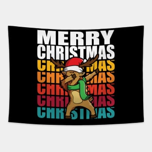 Merry Christmas Dabbing Reindeer Tapestry