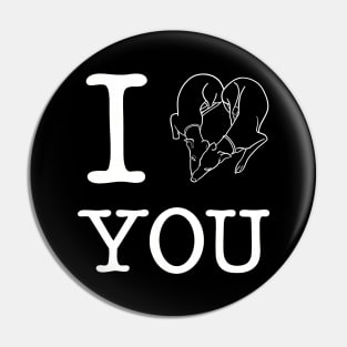 Adorable Greyhound dog lovers design; I heart you, I love you Pin