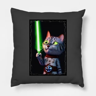 Fun Cat Print ~ AI Art ~ Fantasy Cat ~ Sci-fi Cat ~ Cats with Lightsabers Pillow