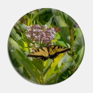 Butterfly and Moth with Pink Flowers and Greenery Pin