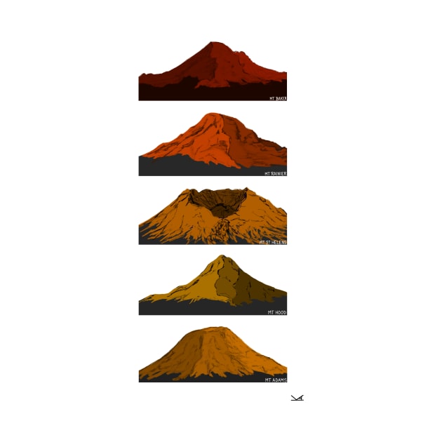 Cascade Volcanoes Red Orange Gold by FernheartDesign