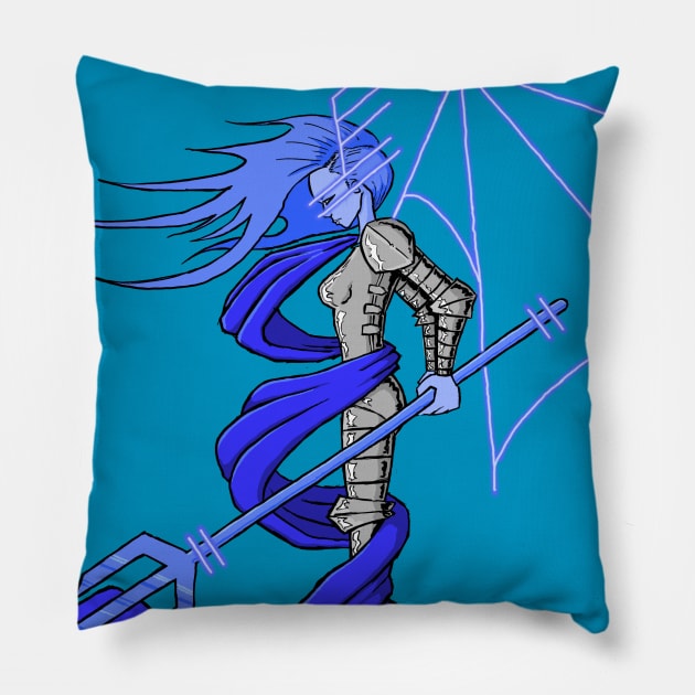 Cyber Valkyrie Pillow by Douglas Gennaro Walsh