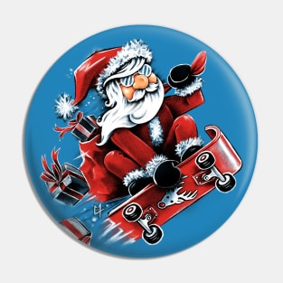 Santa Skateboarding Pin