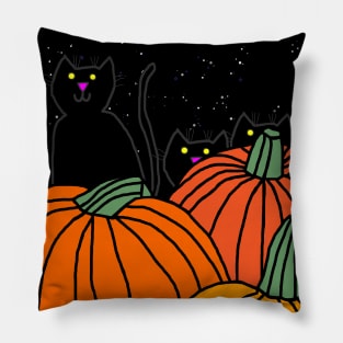 Pumpkins and Cats on Halloween Night Pillow