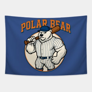 Polar Bear Power Baseball Mascot Tapestry