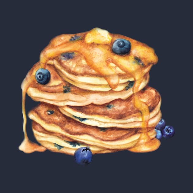 Breakfast Food -Pancakes with syrup and blueberries by AmandaDilworth