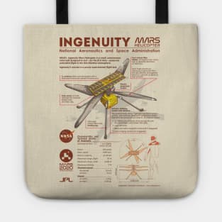 Ingenuity Mars helicopter infographic tshirts Tote