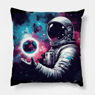 Colorful astronaut in space Pillow