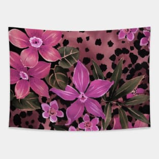 Tropical Floral Animal Skin Tapestry