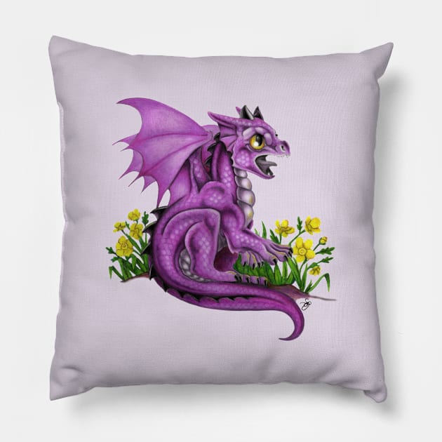 Adorable Baby Purple Dragon Pillow by Sandra Staple