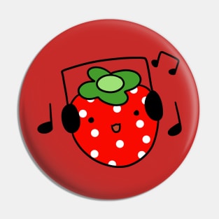 Strawberry with Headphones Pin