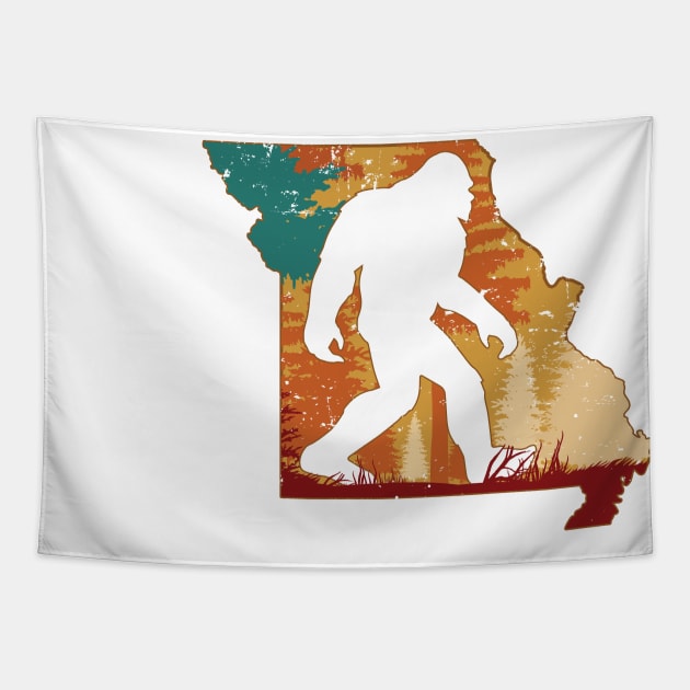 Bigfoot Retro Vintage Sasquatch Missouri Tapestry by ryanjaycruz