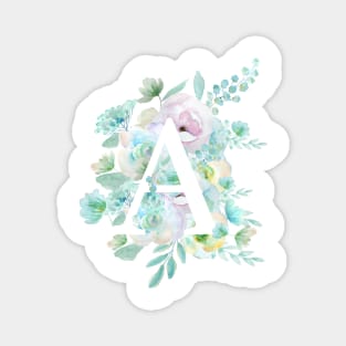 Botanical alphabet A green and purple flowers Magnet