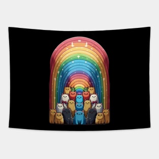 Lovely Rainbow Kitten Tapestry