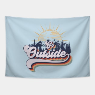 Go outside camping adventure, cute retro typography Tapestry