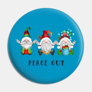 Gnome Christmas - Peace Sign Gnomes Celebrating Holidays Pin