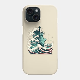 Statue Of Liberty X Japanese Kanagawa Wave Phone Case