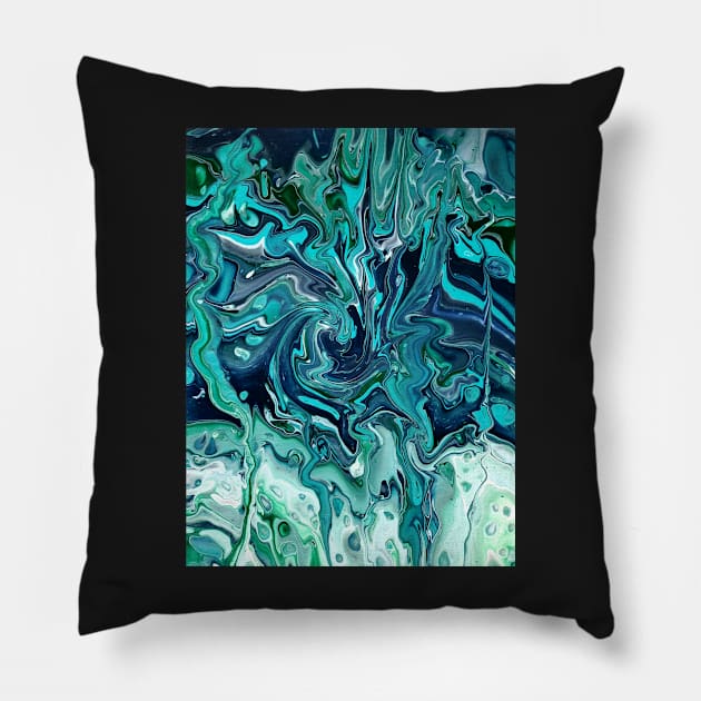 Dangerously Deciduous - Acrylic Pour Painting Pillow by dnacademic