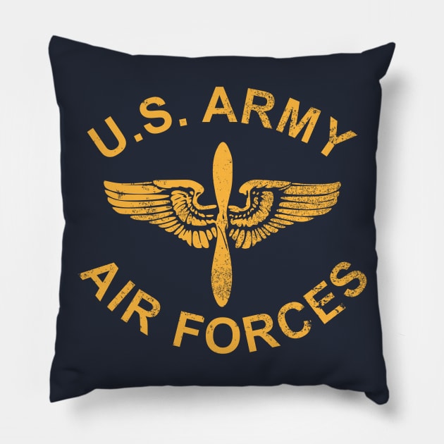 US Army Air Forces (distressed) Pillow by Tailgunnerstudios