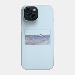 Two seagulls flying above the water Phone Case