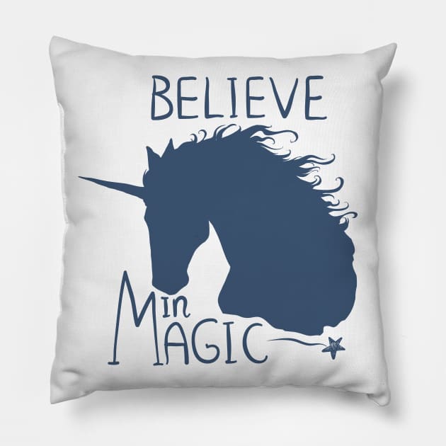 Believe in Magic Unicorn Pillow by Peter the T-Shirt Dude