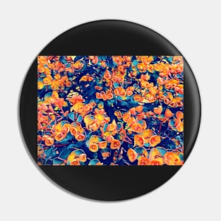 Orange Blue and Pink Flowers Pin