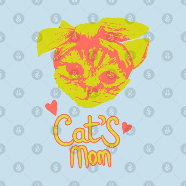 Trendy Neon Cat's Mom Kitty by tatadonets