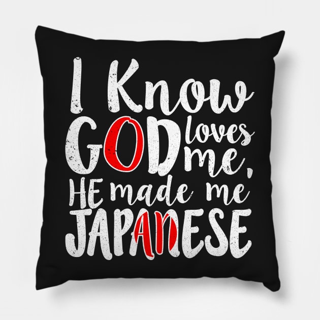 God Loves Me He Made Me Japanese Flag Japan Colors T-Shirt Pillow by Memes4Days