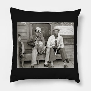 Street Musicians, 1938. Vintage Photo Pillow