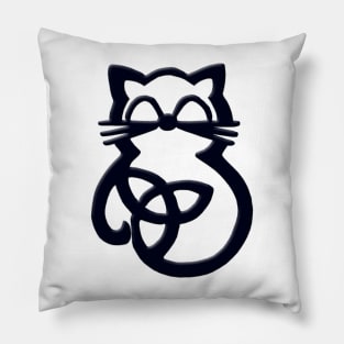 Black Trinity Knot Celtic Cat Pillow