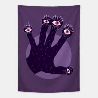 Creepy Hand Has Weird Fingers With Watching Eyes Tapestry