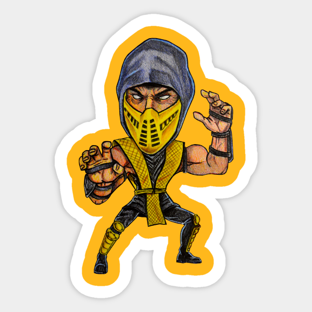 Chibi Scorpion Mortal Kombat Autocollant Teepublic Fr Chibi Scorpion Mortal Kombat Autocollant Teepublic Fr