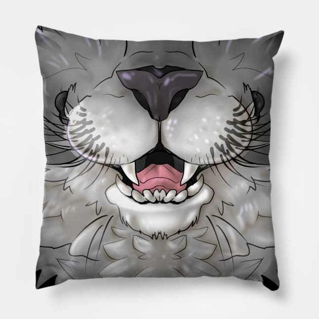 Gray/White Cat Mask Pillow by Acteus