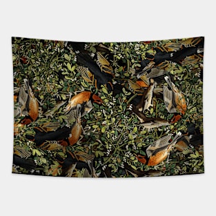 Birdy Leaves Twig Floral Pattern Tapestry