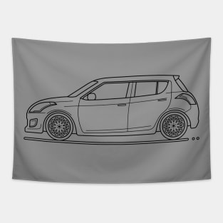 yellow hatchback car B Tapestry