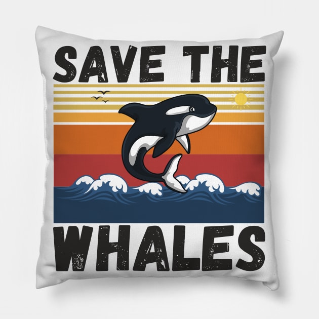 Save The Whales Pillow by JustBeSatisfied