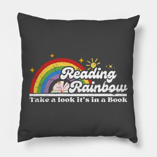 Take a Look, it's In a Book Reading Rainbow Pillow by DewaJassin