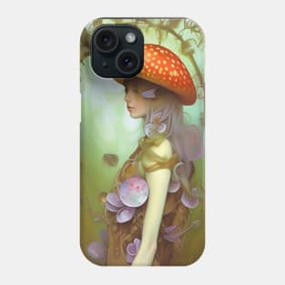 Fantastical Girl with Fabulous Fungi and Magical Mushrooms Phone Case